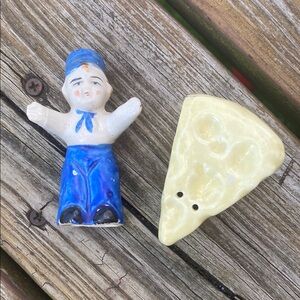 Ceramic Sailor and Cheese Salt and Pepper Shakers